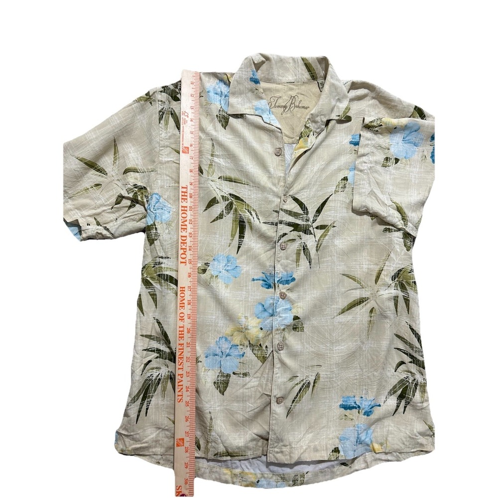 Tommy Bahama Men's L 100% Silk Hawaiian Shirt L Short Sleeve Yellow - Picture 2 of 7